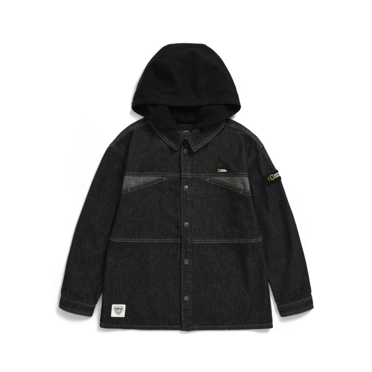 내셔널지오그래픽 키즈(NATIONAL GEOGRAPHIC KIDS) K233USH010 데님 후드 셔츠 CARBONBLACK