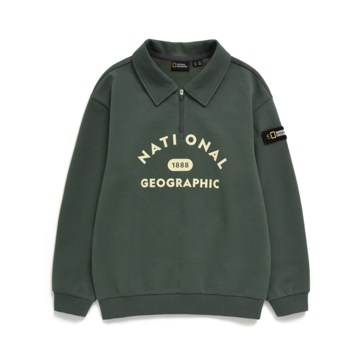 내셔널지오그래픽 키즈(NATIONAL GEOGRAPHIC KIDS) K233USW030 반집업 카라 맨투맨 LICHEN KHAKI