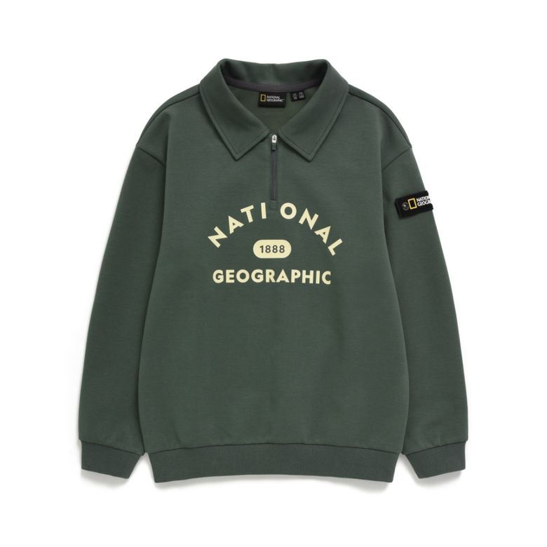 K233USW030 반집업 카라 맨투맨 LICHEN KHAKI