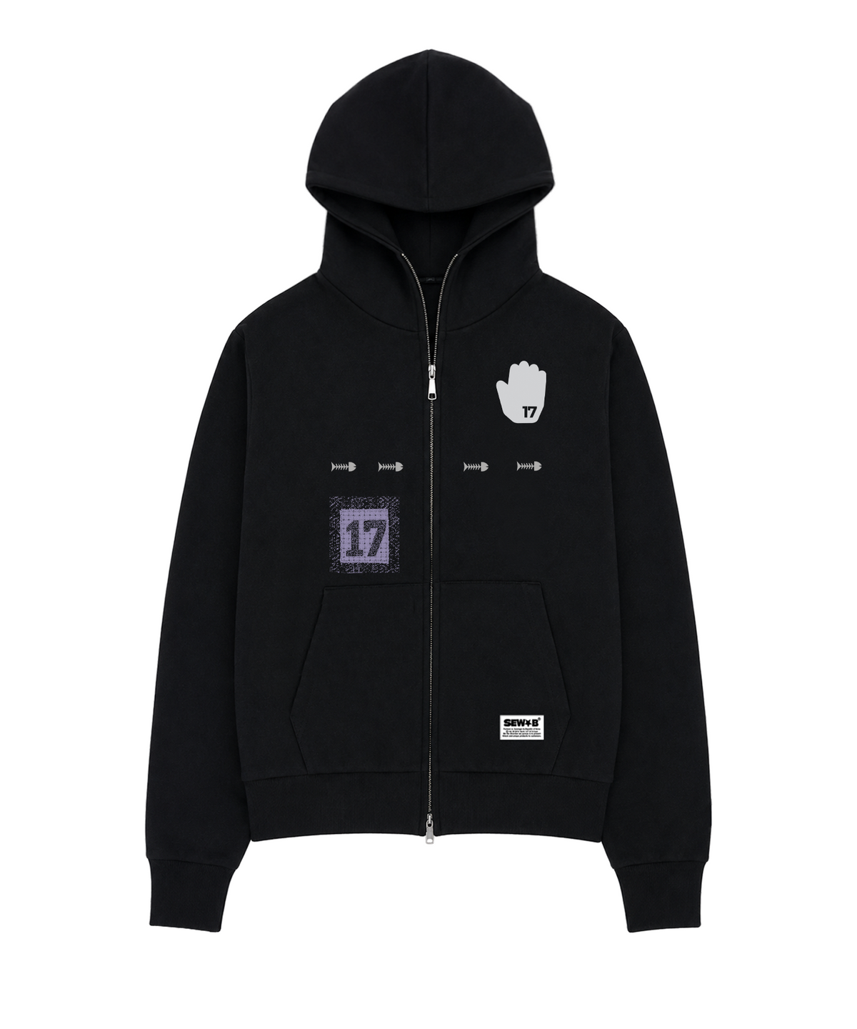 쏘비(SEW-B) 하이넥 17S (세미오버) 후드집업 [블랙]