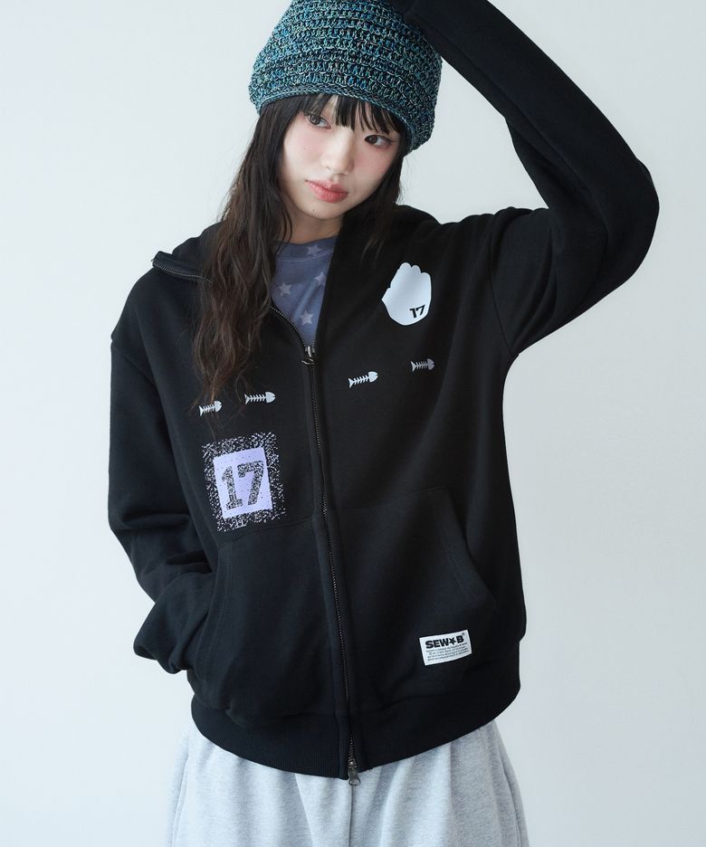하이넥 17S (세미오버) 후드집업 [블랙]