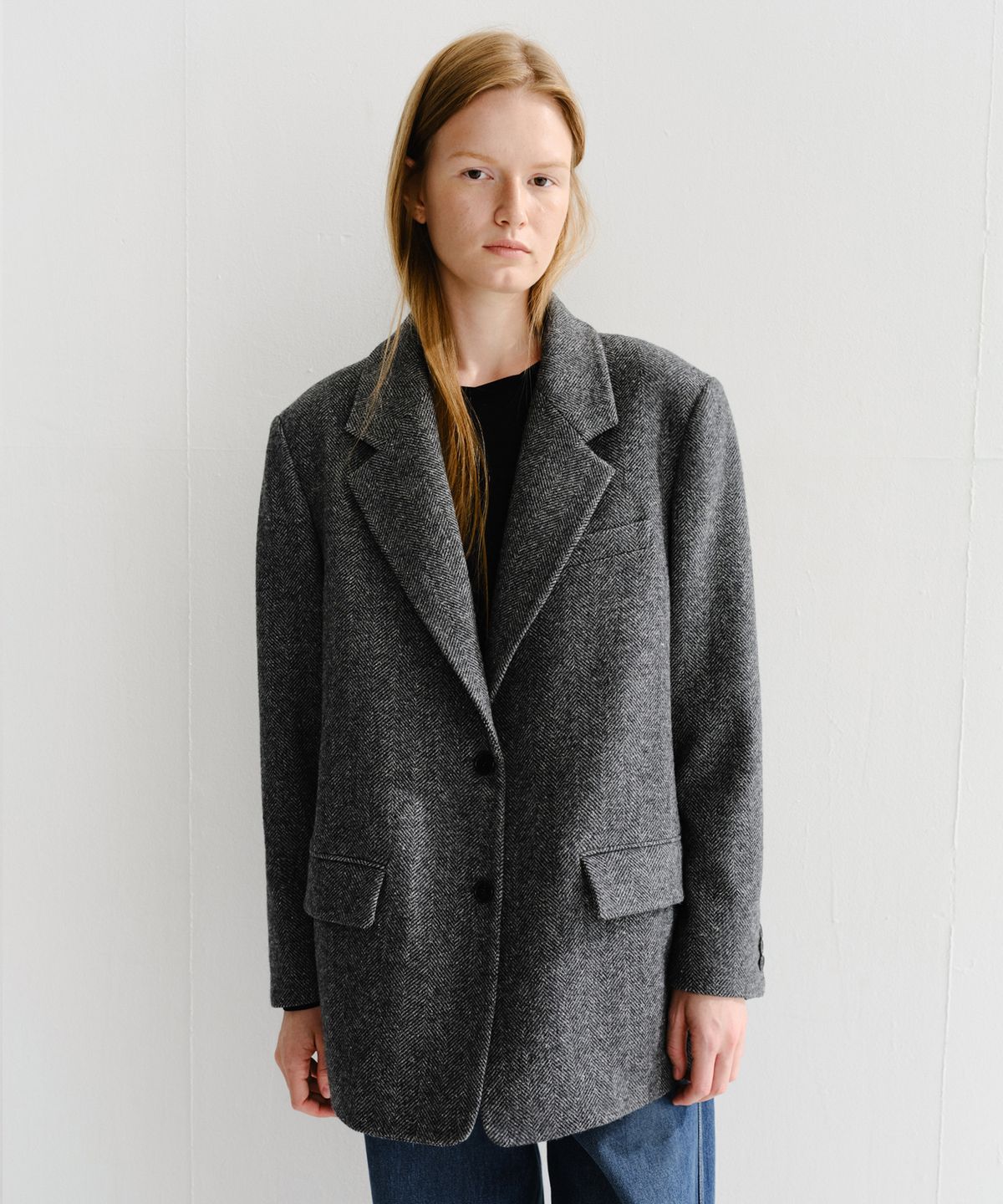 이아(EAAH) NEP HERRINGBONE SINGLE JACKET (CHARCOAL)