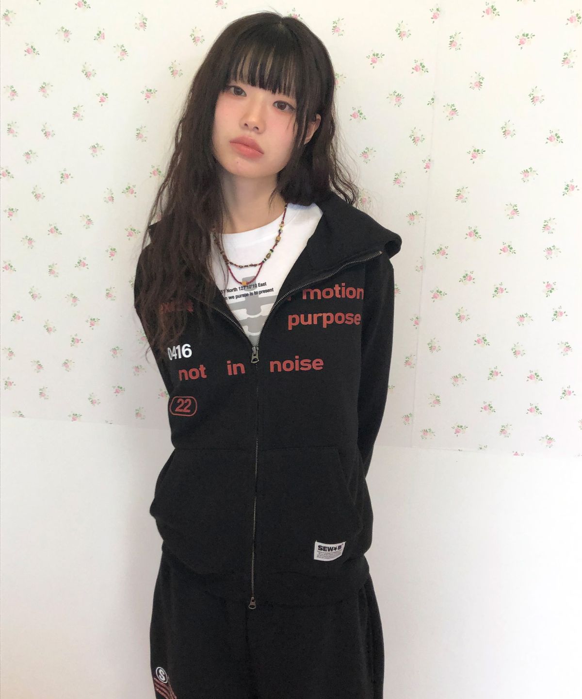 쏘비(SEW-B) 하이넥 0416RED (세미오버) 후드집업 [블랙]