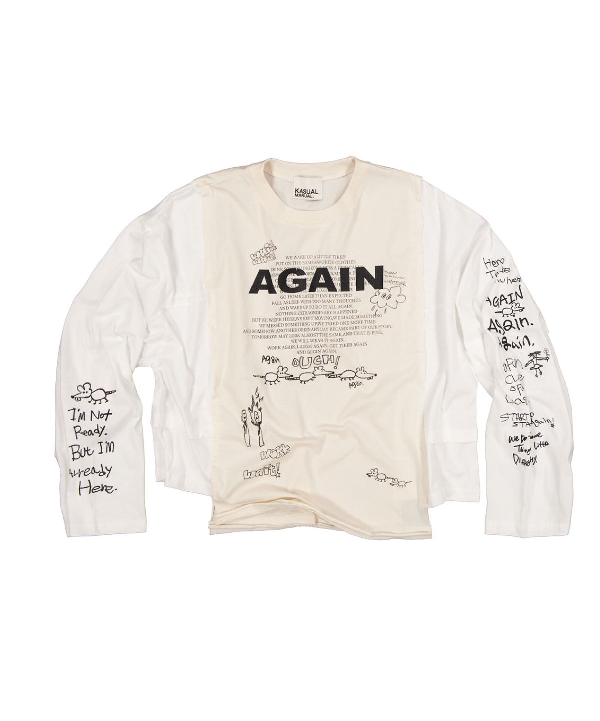 캐주얼 매뉴얼(KASUAL MANUAL) RAW EDGE TEE-IVORY+WHITE