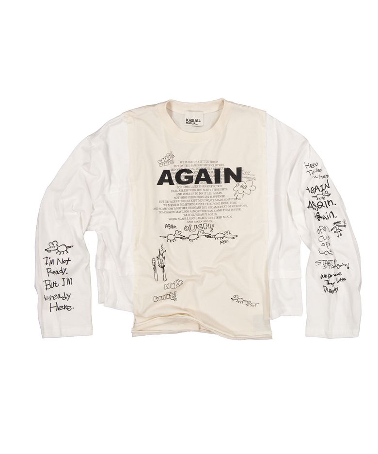 RAW EDGE TEE-IVORY+WHITE