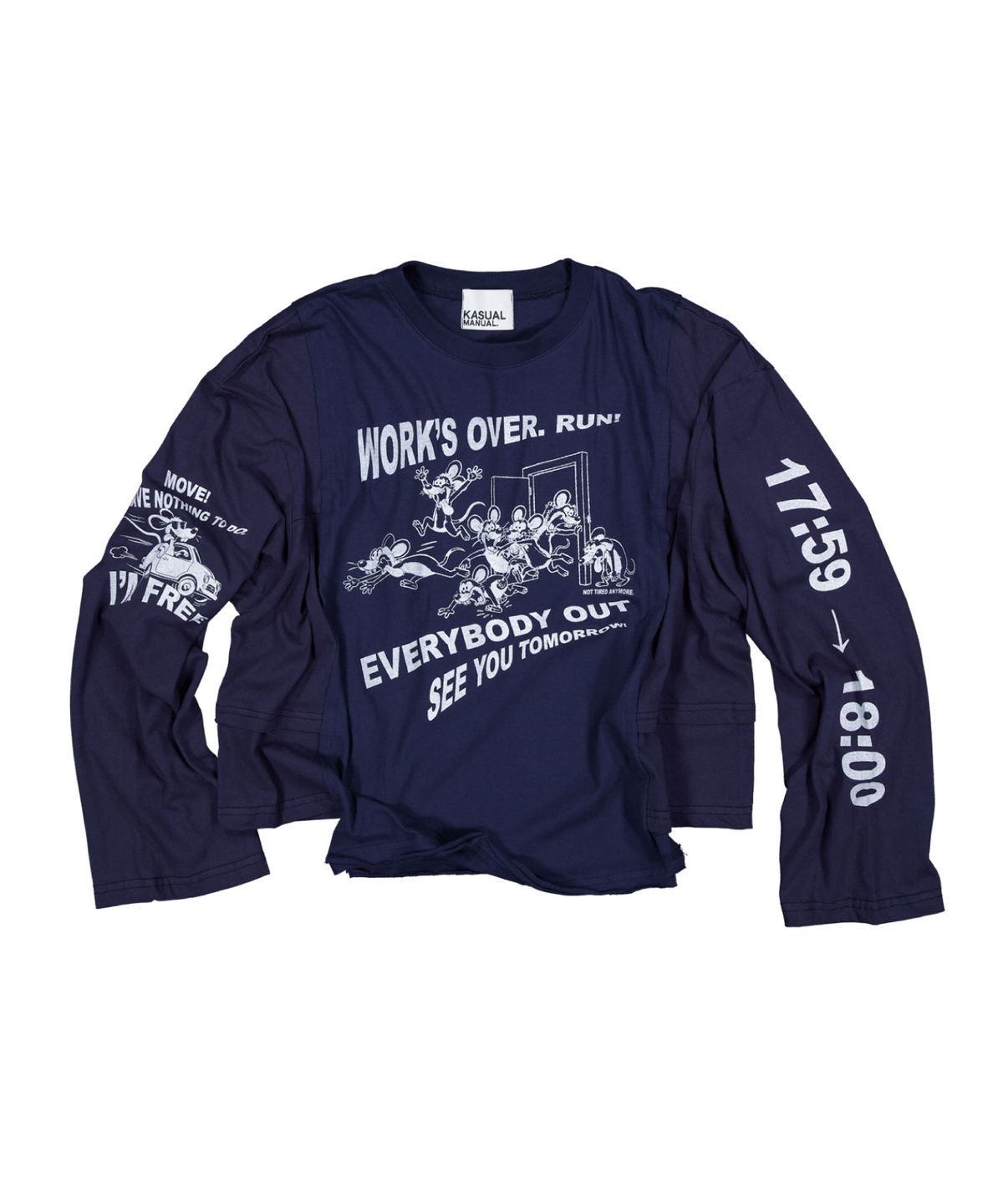 캐주얼 매뉴얼(KASUAL MANUAL) WORKS OVER LAYERED TEE-PURPLENAVY