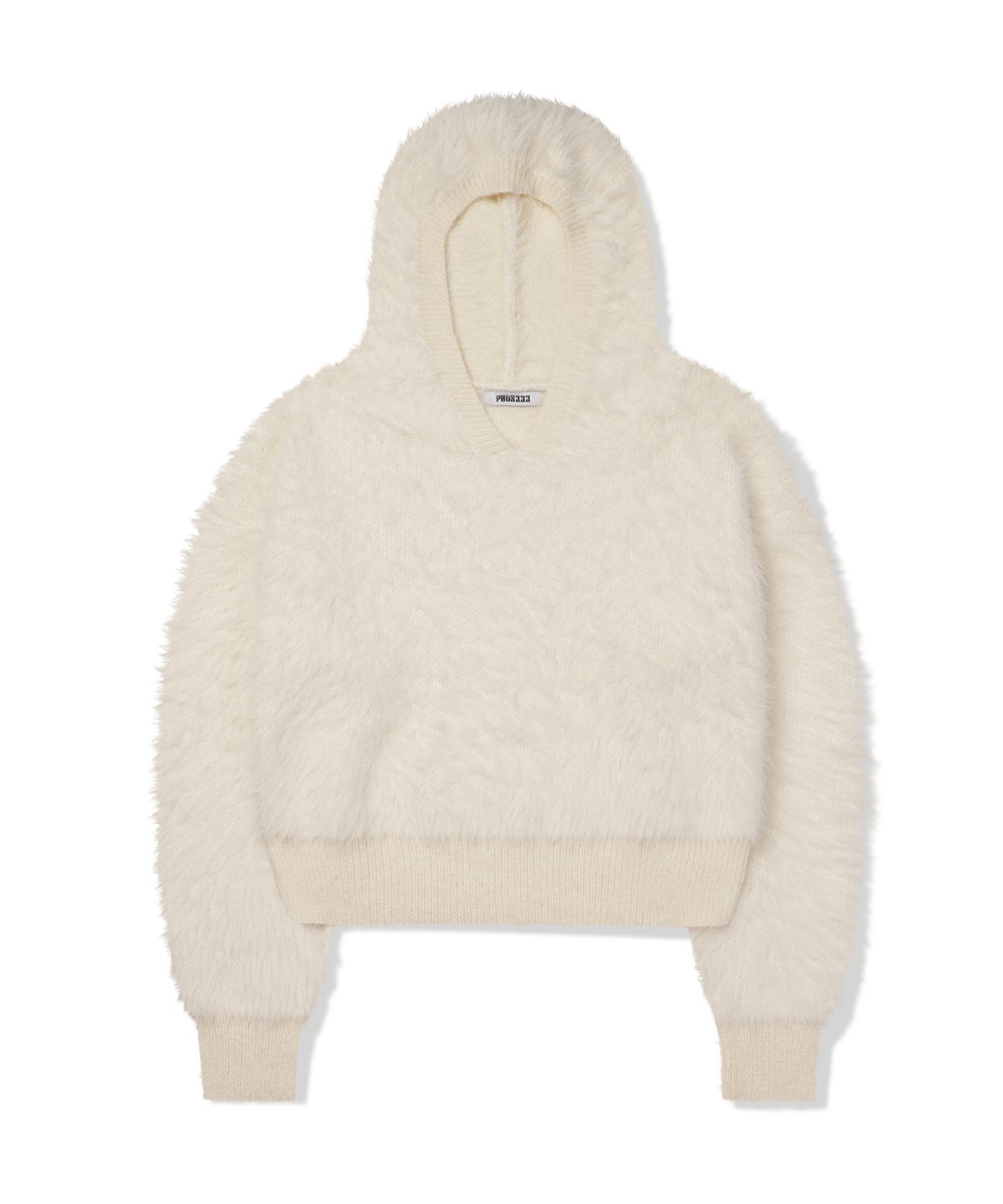 포스333(PHOS333) W Crop Hairy Hoodie/Ivory