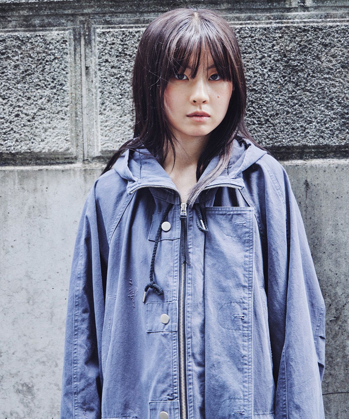 태리스(TAERIS) VINTAGE WASHED FISHTAIL JACKET_NAVY