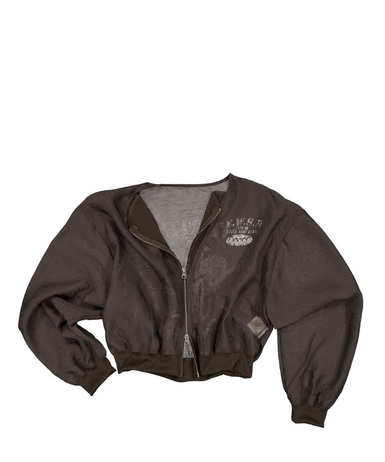OVERTIME SHEER ZIP-UP-BROWN