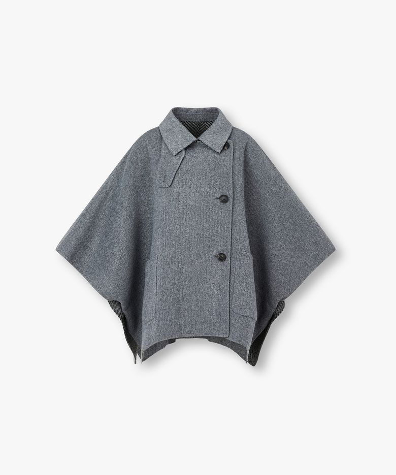울 블렌드 판초 하프 코트_챠콜 7156416001