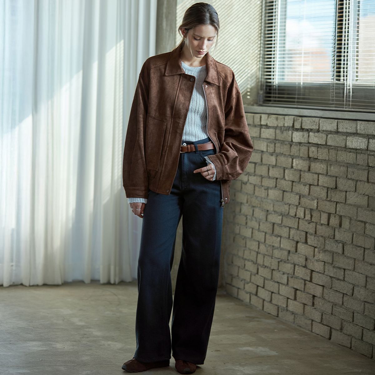 켈리도나휴(KELLY DONAHUE) 소프트 블루종 스웨이드자켓 BROWN