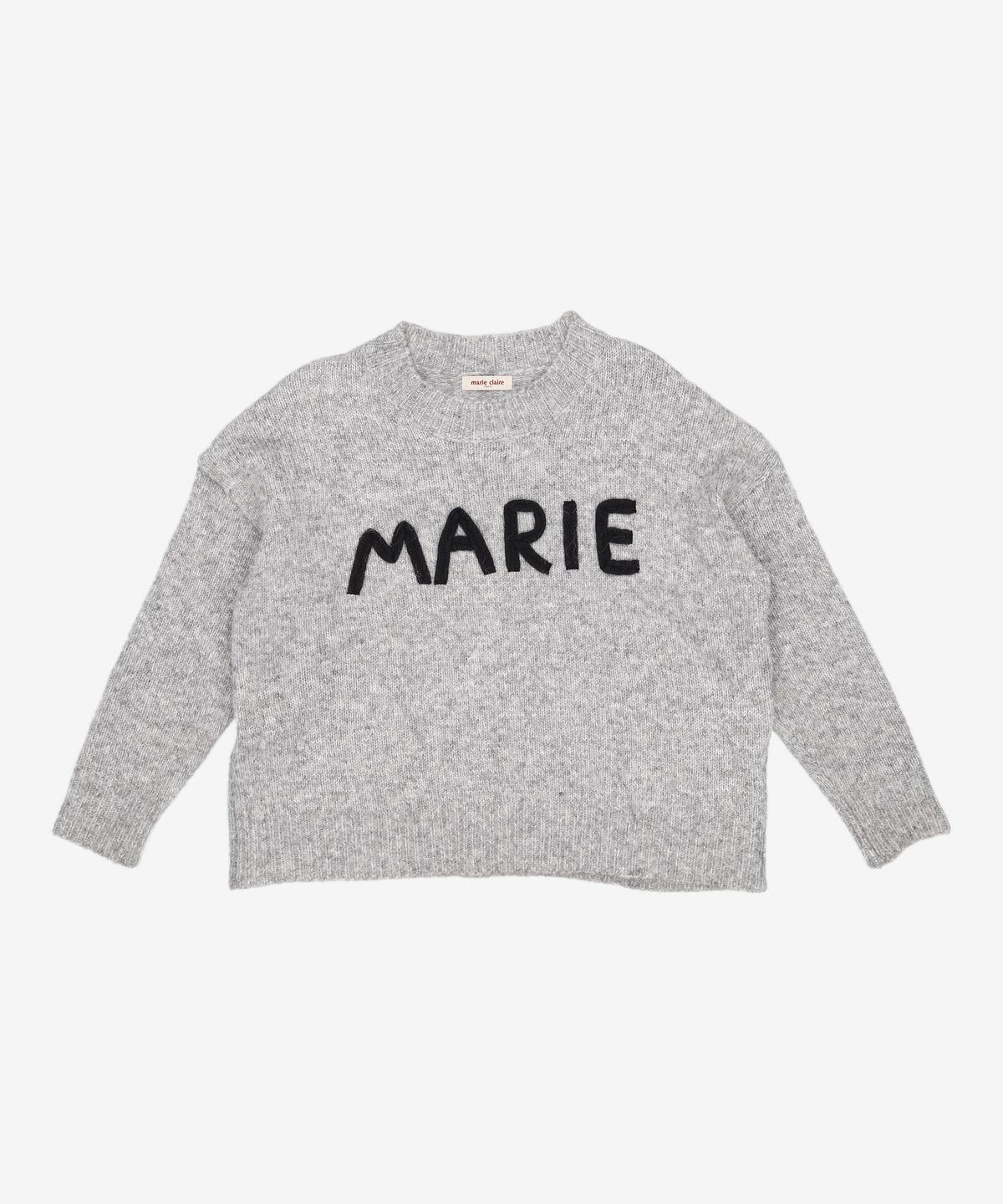 마리끌레르(MARIE CLAIRE) 레터링 울 라운드 니트(MOECKN11MGY) FREE