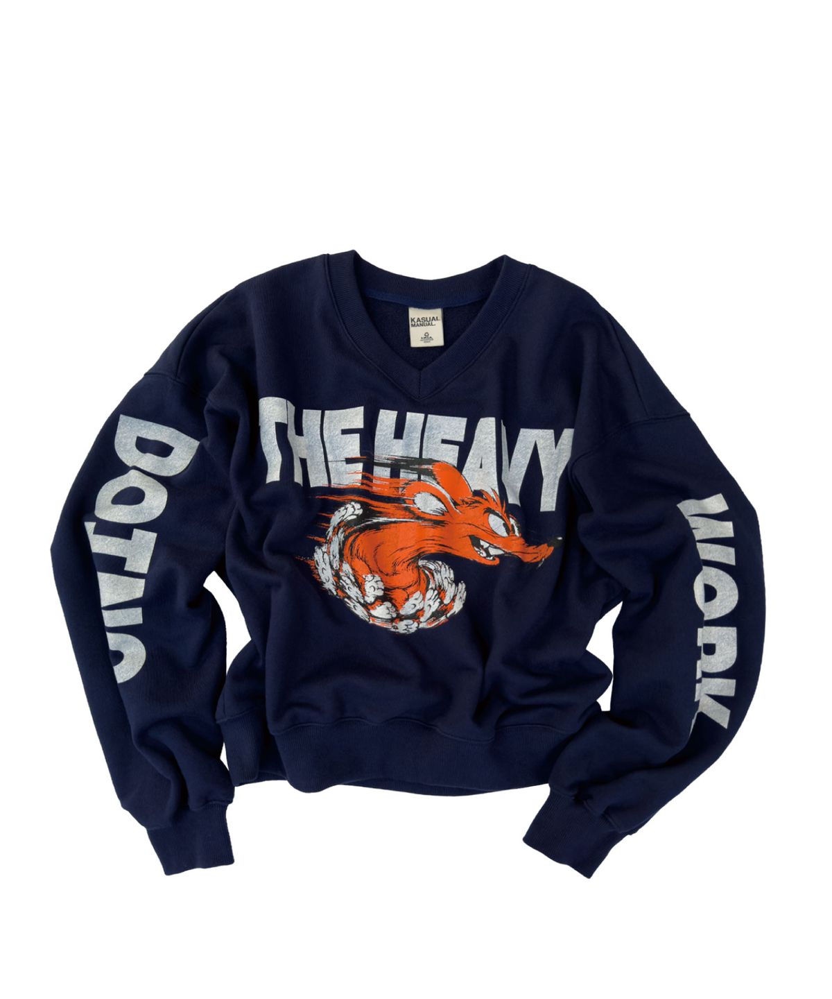 캐주얼 매뉴얼(KASUAL MANUAL) THE HEAVY WORK V-NECK SWEATSHIRT-NAVY