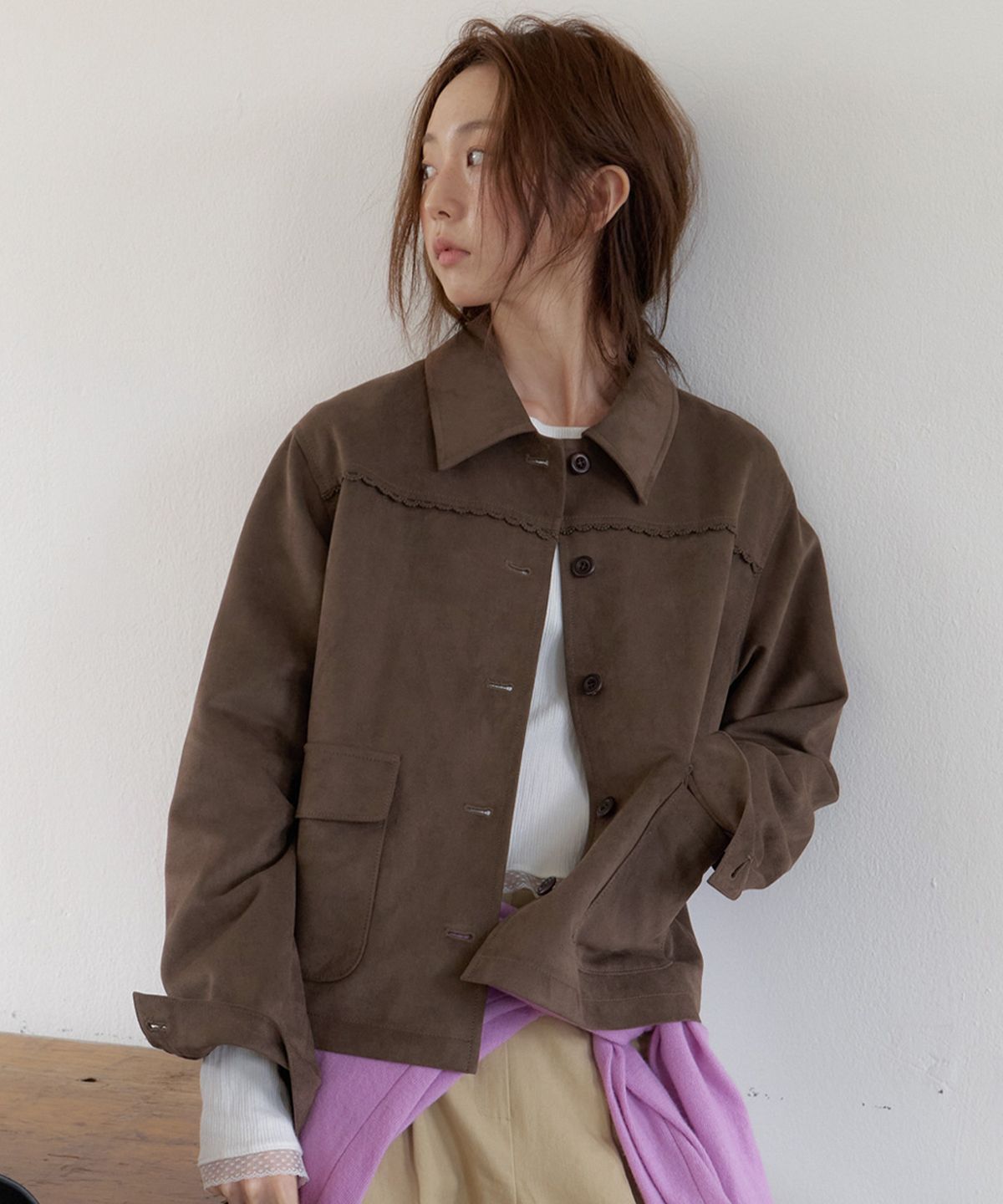 뮈르뮈르(MURMURE) 리븐 스웨이드 블루종 자켓_Riven Jacket_Brown