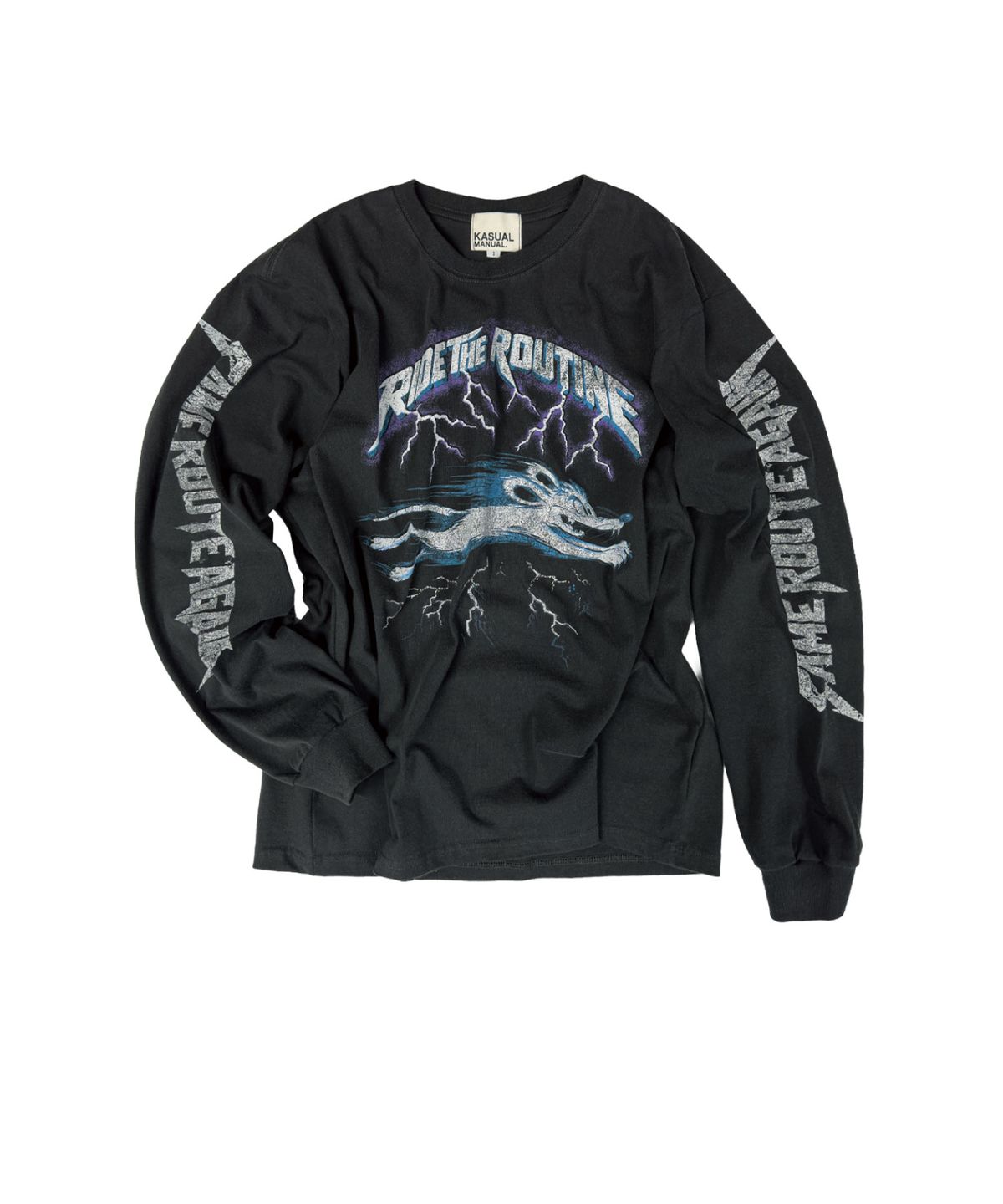 캐주얼 매뉴얼(KASUAL MANUAL) RIDE THE ROUTINE LONG SLEEVE TEE-WASHED CHARCOAL