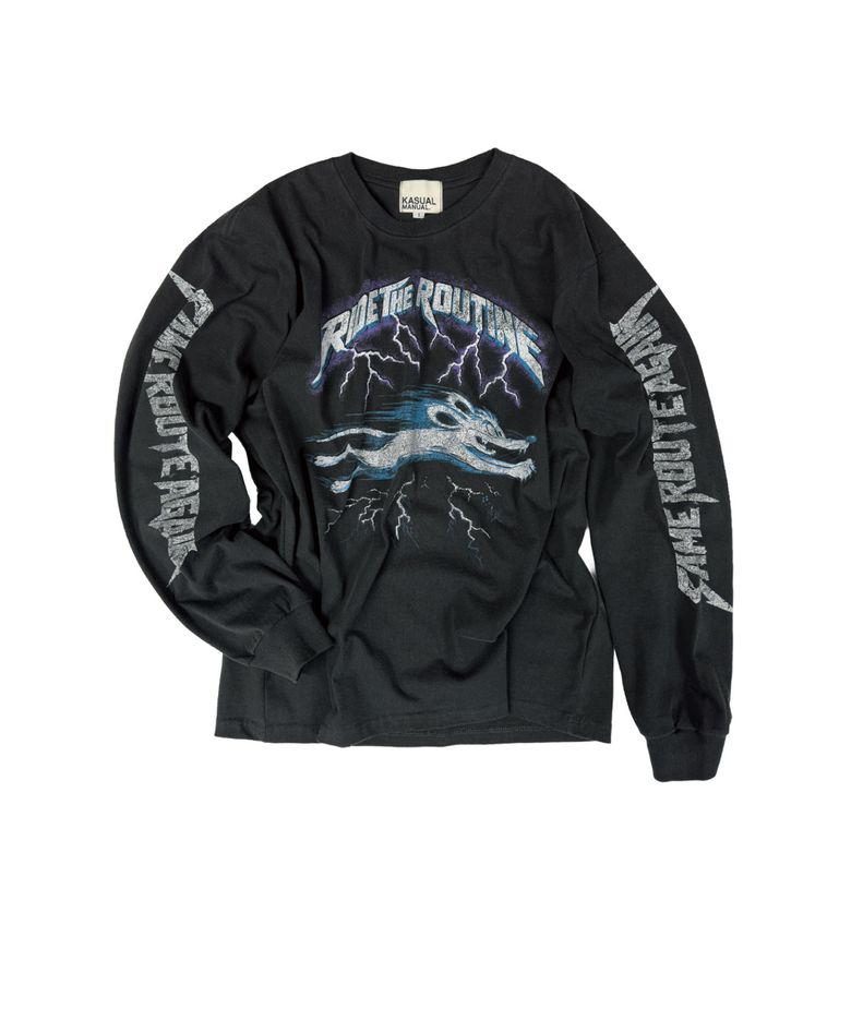 RIDE THE ROUTINE LONG SLEEVE TEE-WASHED CHARCOAL