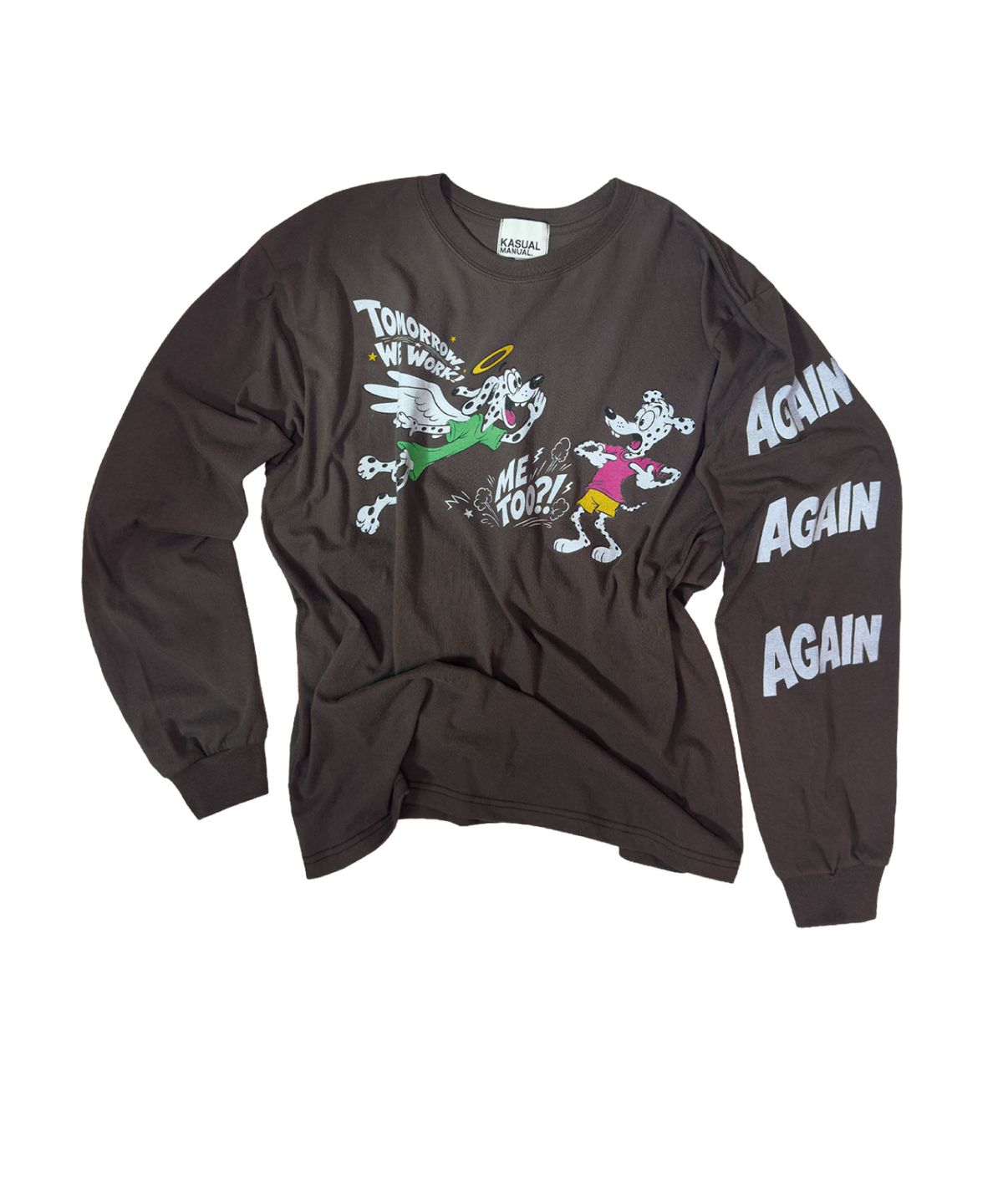 캐주얼 매뉴얼(KASUAL MANUAL) TOMORROW WE WORK LONG SLEEVE TEE-WASHED BROWN