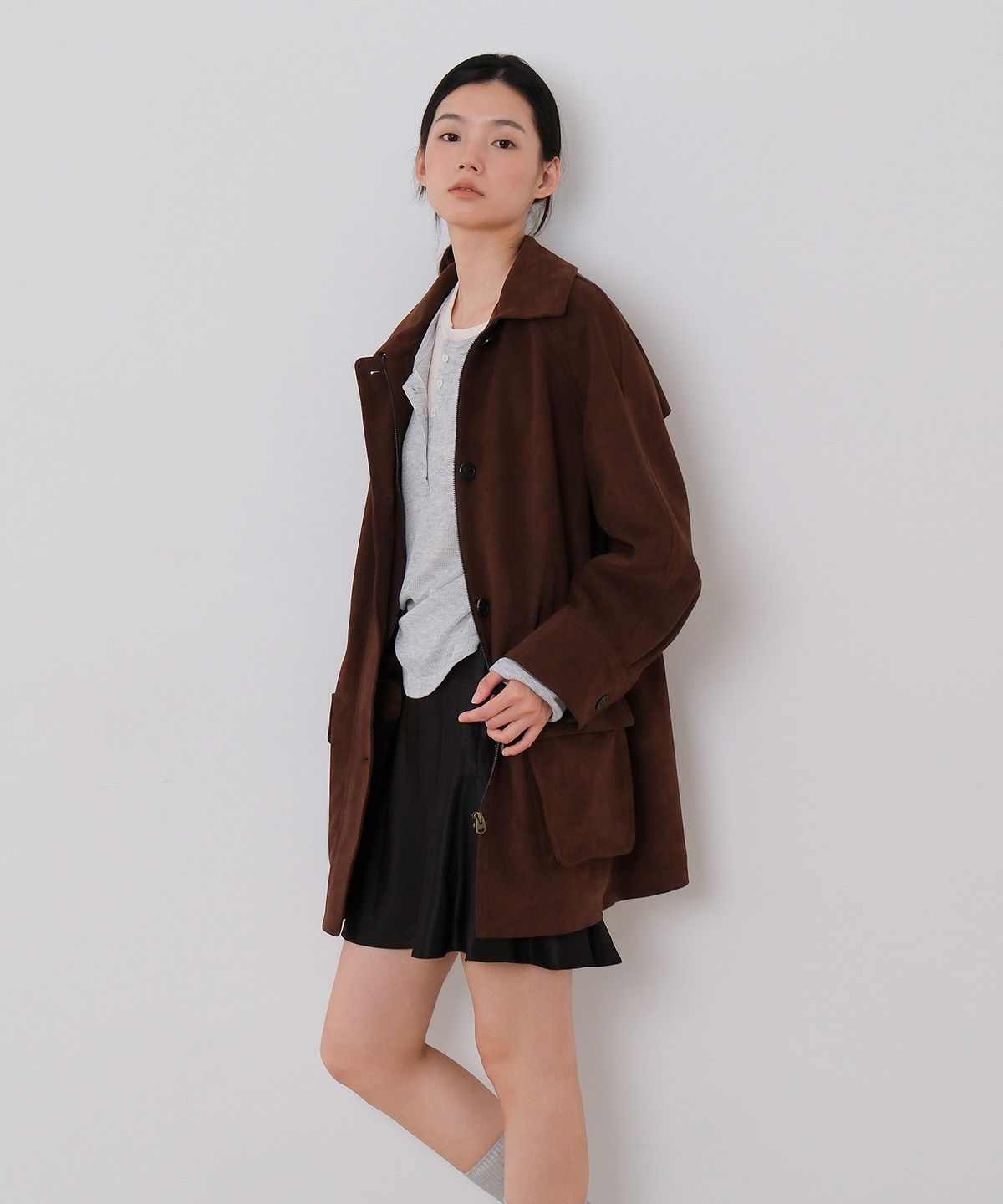 모의(MOUI) String suede jacket (BROWN)