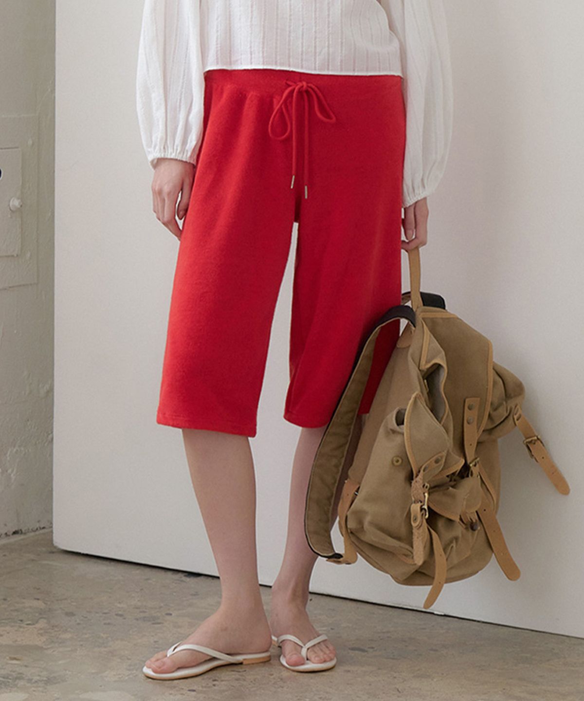 뮈르뮈르(MURMURE) 코메 테리 버뮤다 스트링 조거팬츠_Kome Pants_Red
