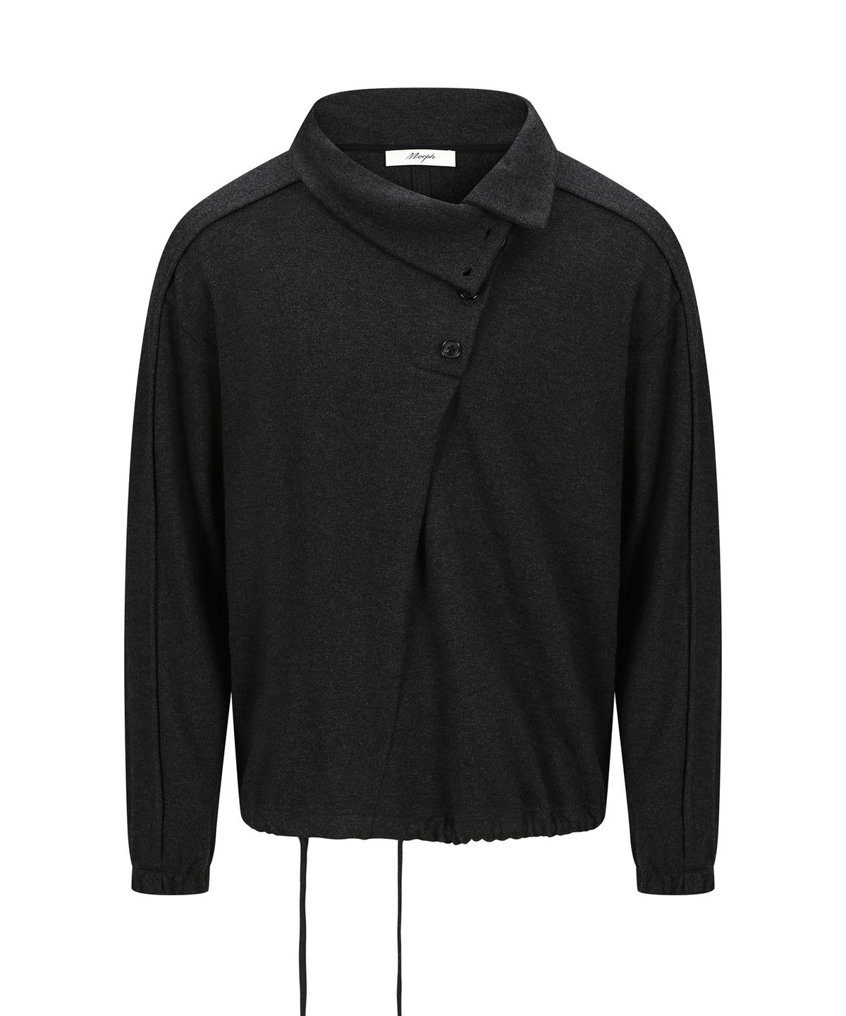 몰프(MORPH) Organism Wool Asymmetric Placket Button-up Turtleneck Sweater