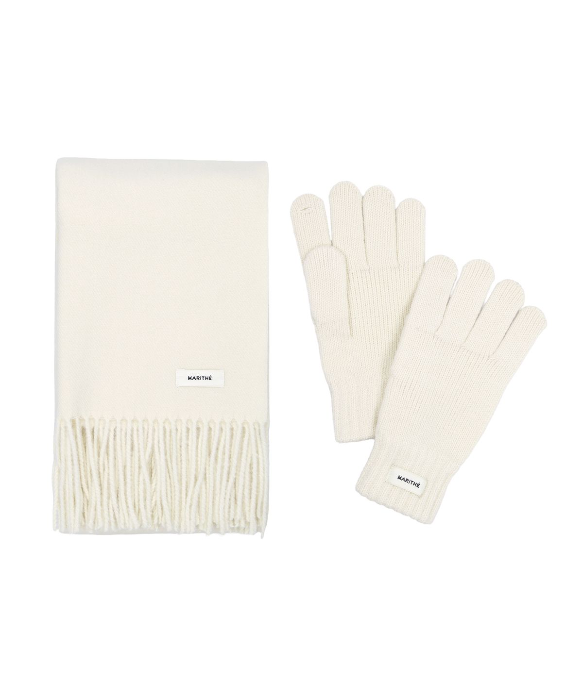 마리떼 프랑소와 저버(MARITHÉ + FRANҪOIS GIRBAUD) REGULAR LOGO MUFFLER & GLOVE SET ivory