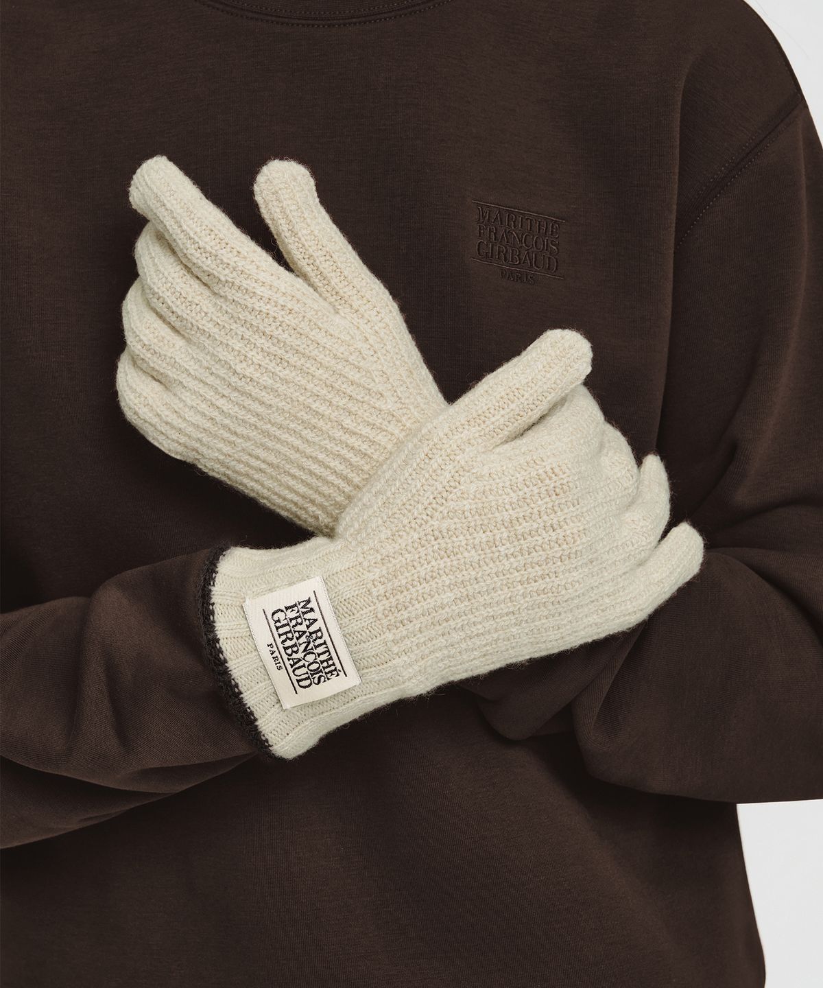 마리떼 프랑소와 저버(MARITHÉ + FRANҪOIS GIRBAUD) CLASSIC LOGO KNIT GLOVE light beige