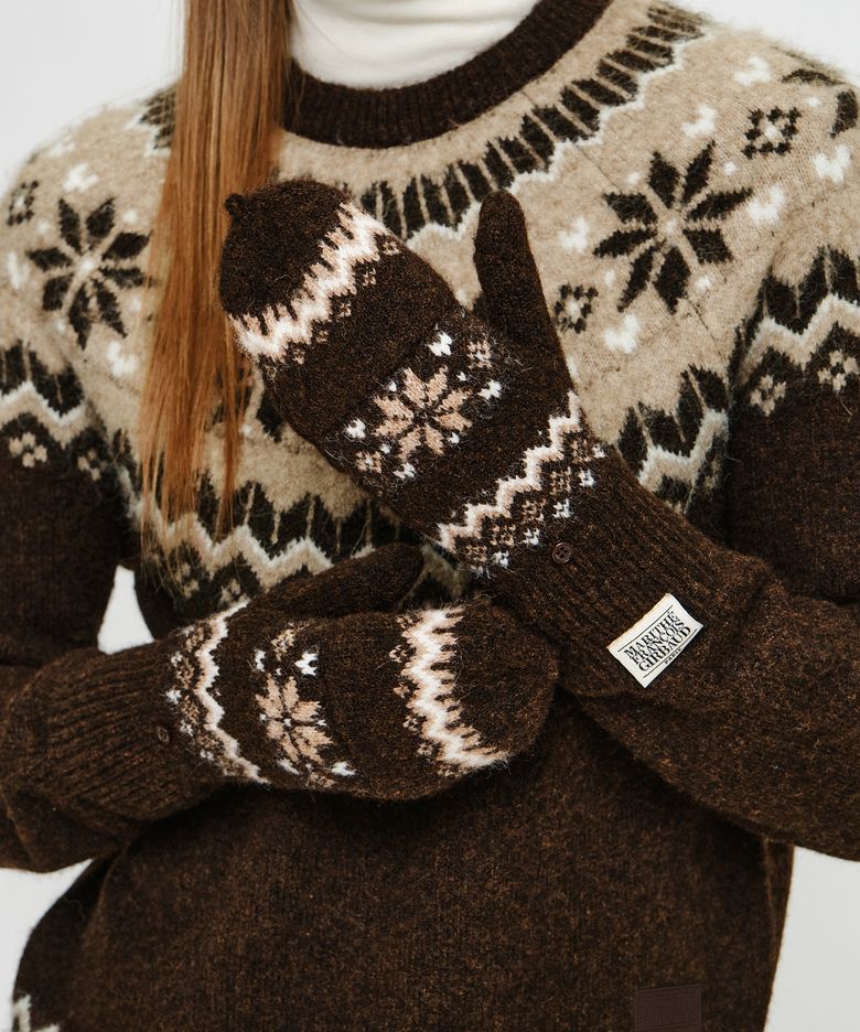CLASSIC LOGO JACQUARD KNIT MITTEN brown