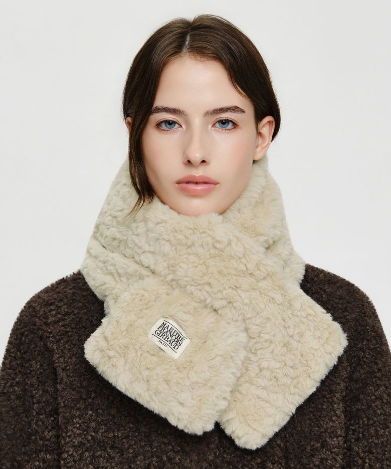 CLASSIC LOGO FUR MUFFLER beige