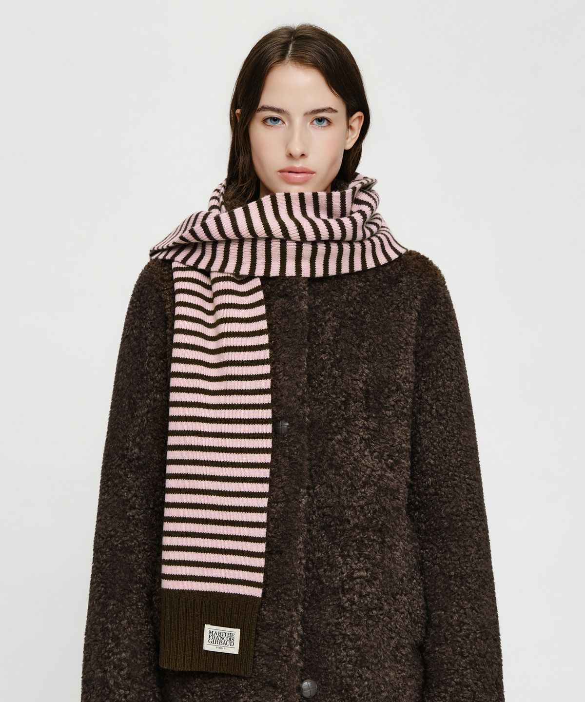 마리떼 프랑소와 저버(MARITHÉ + FRANҪOIS GIRBAUD) CLASSIC LOGO KNIT MUFFLER pink