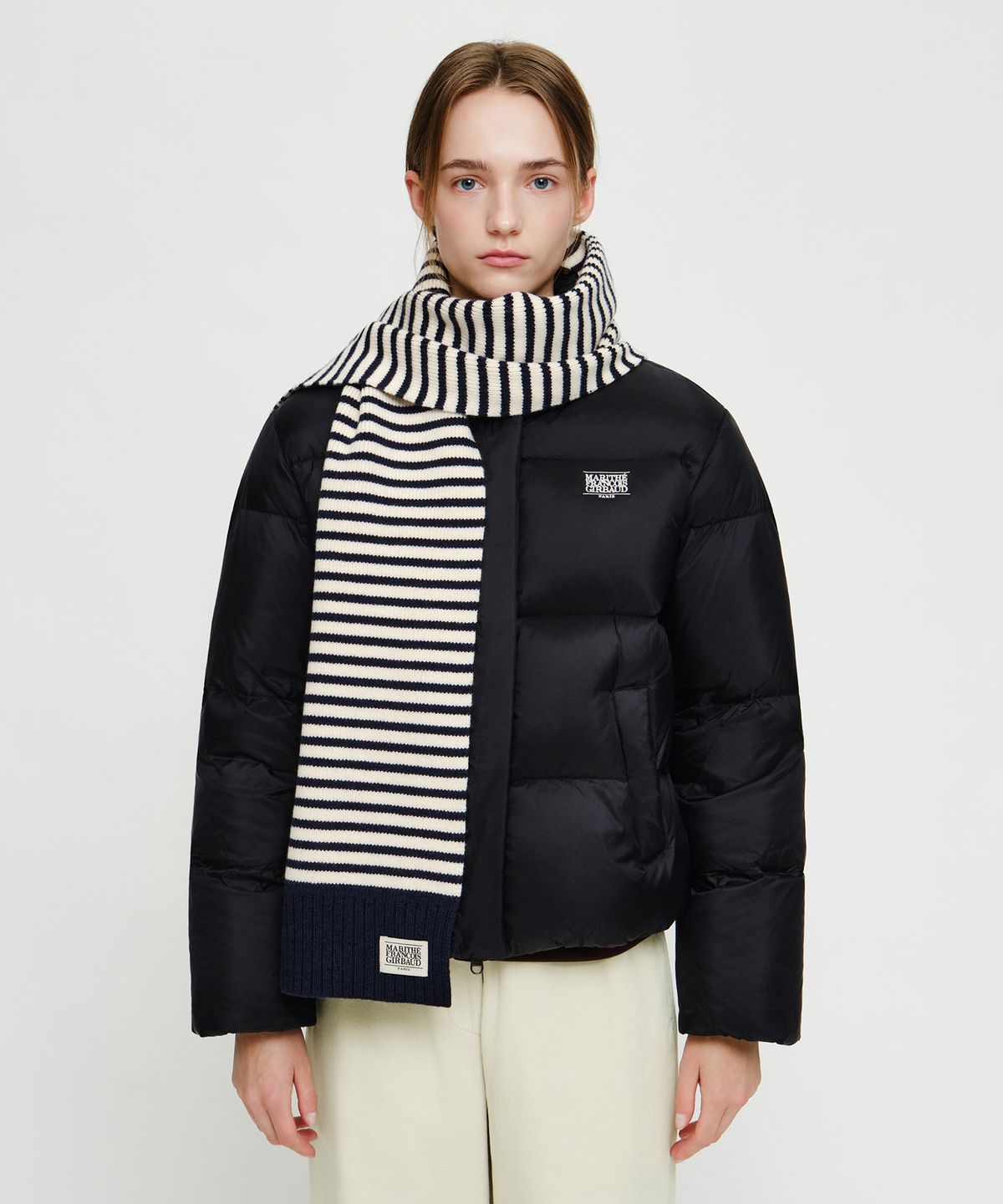 마리떼 프랑소와 저버(MARITHÉ + FRANҪOIS GIRBAUD) CLASSIC LOGO KNIT MUFFLER navy