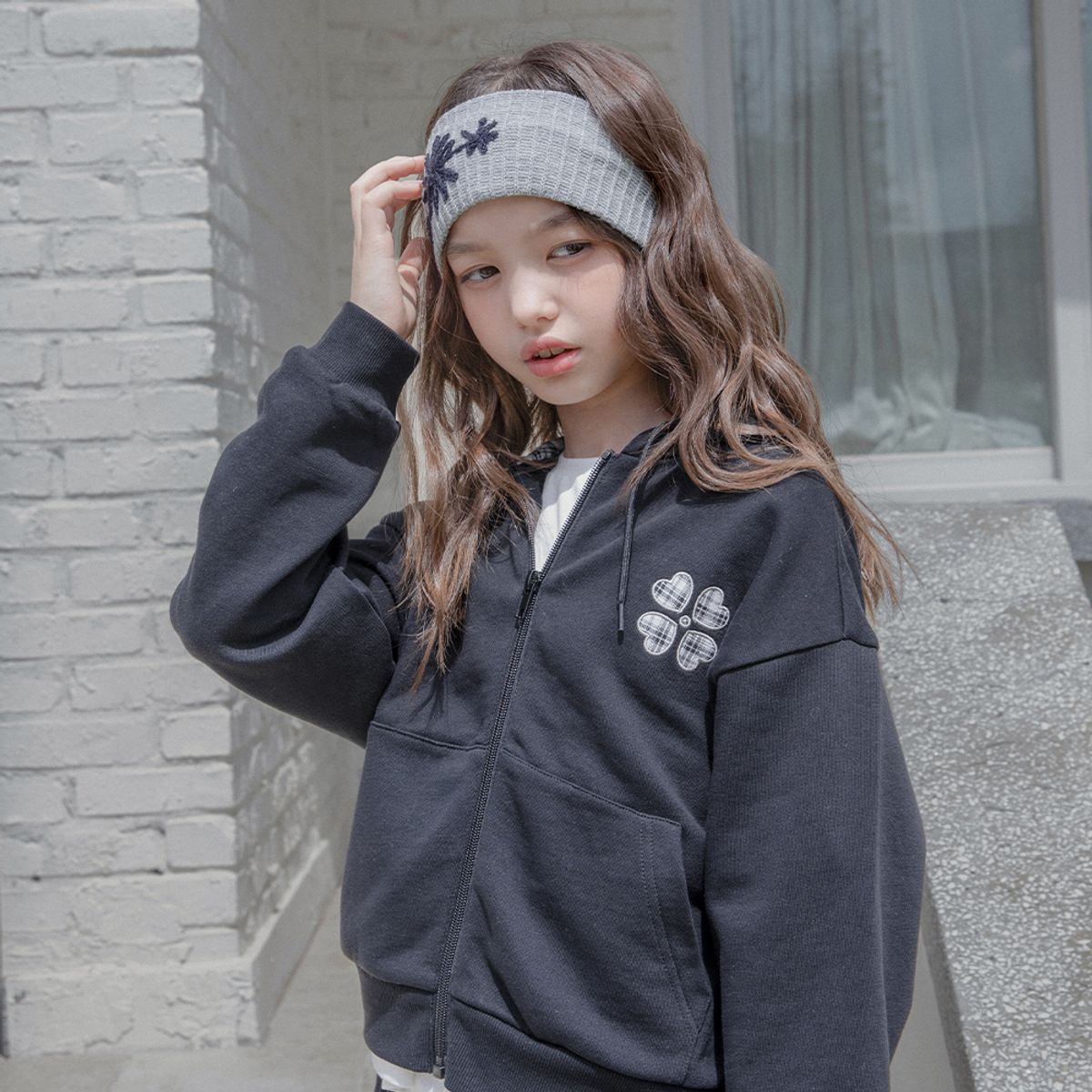 스타일노리터(STYLE NORITER) 체크 클로버 후드 집업