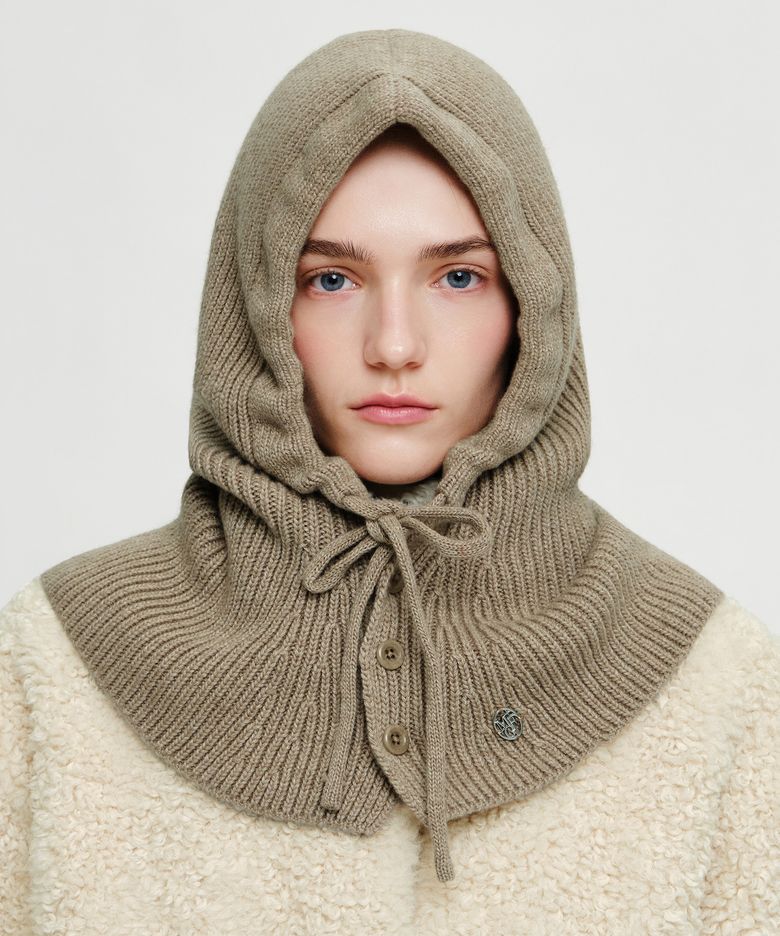 CIRCLE LOGO CAPE BALACLAVA oatmeal