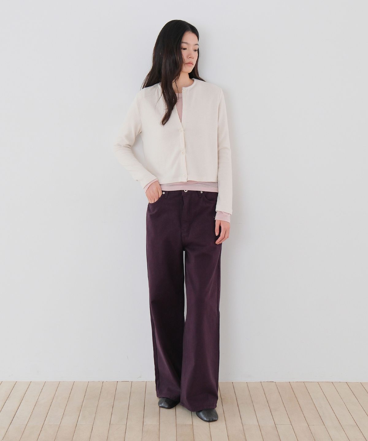 모의(MOUI) Color dyeing pants (D/PURPLE)
