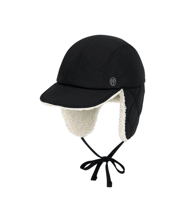 QUILTED EARFLAP CAP black