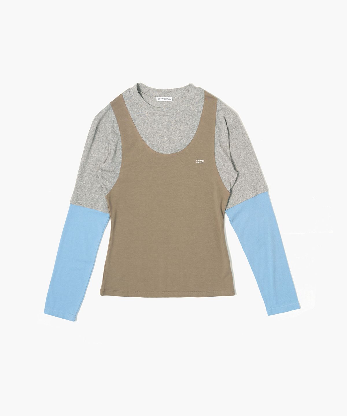 씨씨씨에스(CCCS) LIGHT BROWN MULTI LAYER T-SHIRTS