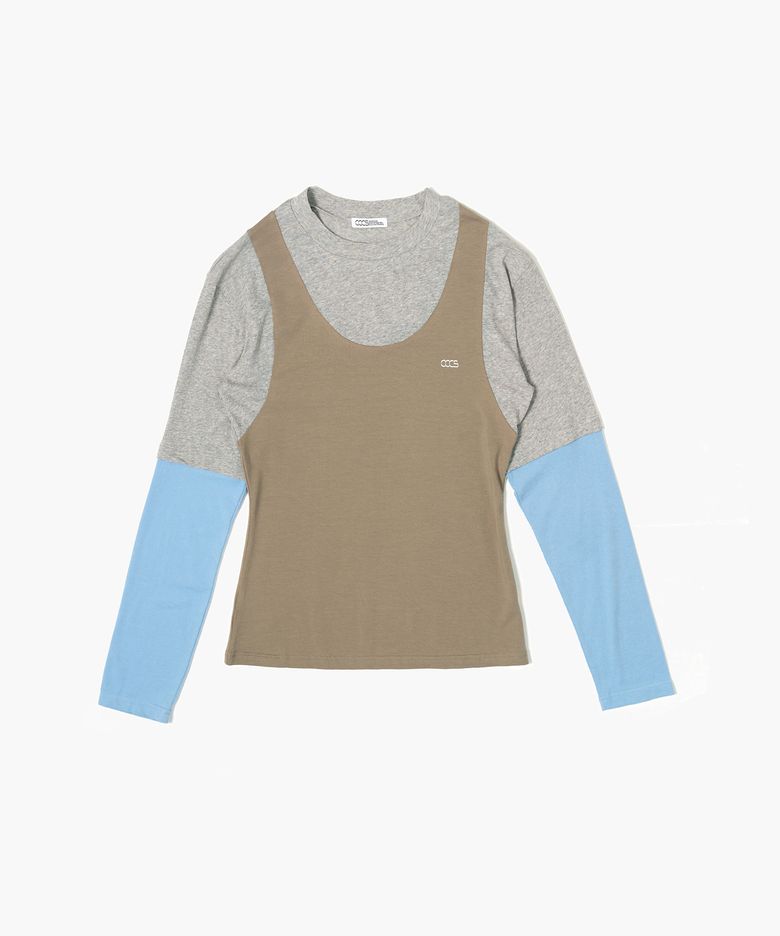 LIGHT BROWN MULTI LAYER T-SHIRTS