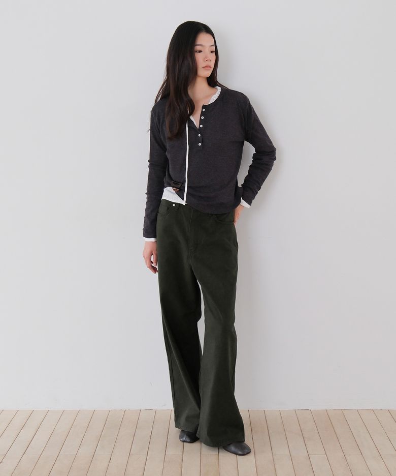 Color dyeing pants (KHAKI)