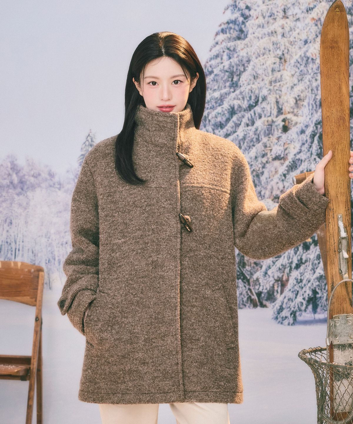 마리떼 프랑소와 저버(MARITHÉ + FRANҪOIS GIRBAUD) W HIGH NECK PADDED HALF COAT brown