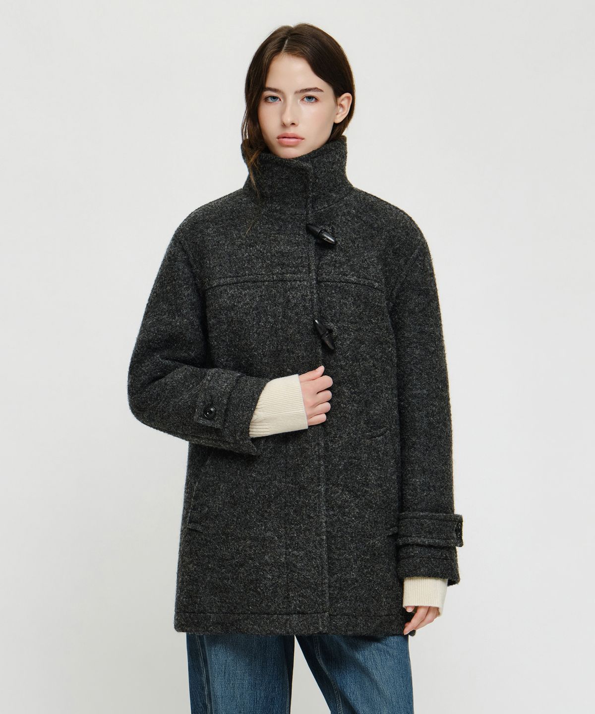 마리떼 프랑소와 저버(MARITHÉ + FRANҪOIS GIRBAUD) W HIGH NECK PADDED HALF COAT charcoal