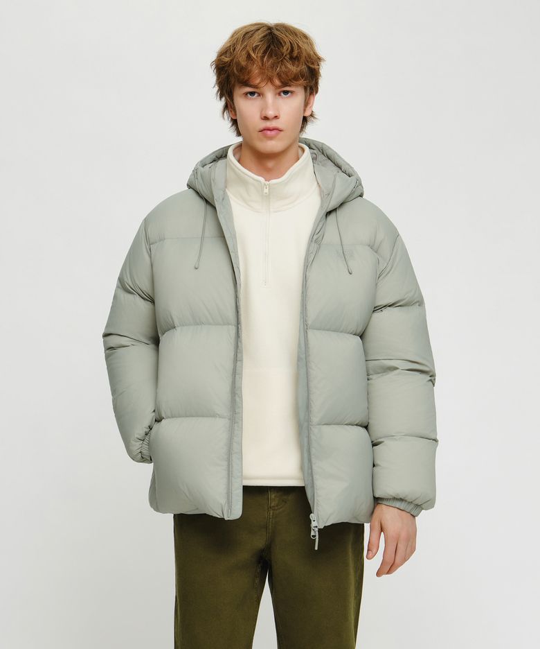 LOW DENIER PUFFER HOODED DOWN JACKET gray