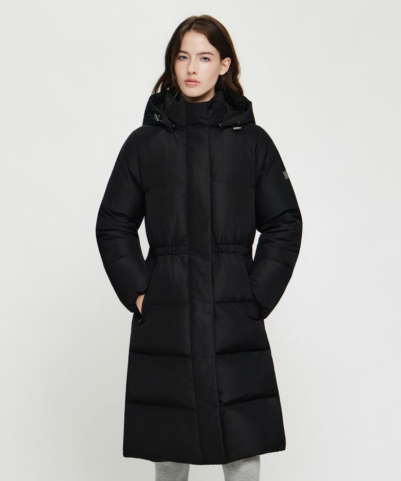 W HOODED LONG DOWN JACKET black