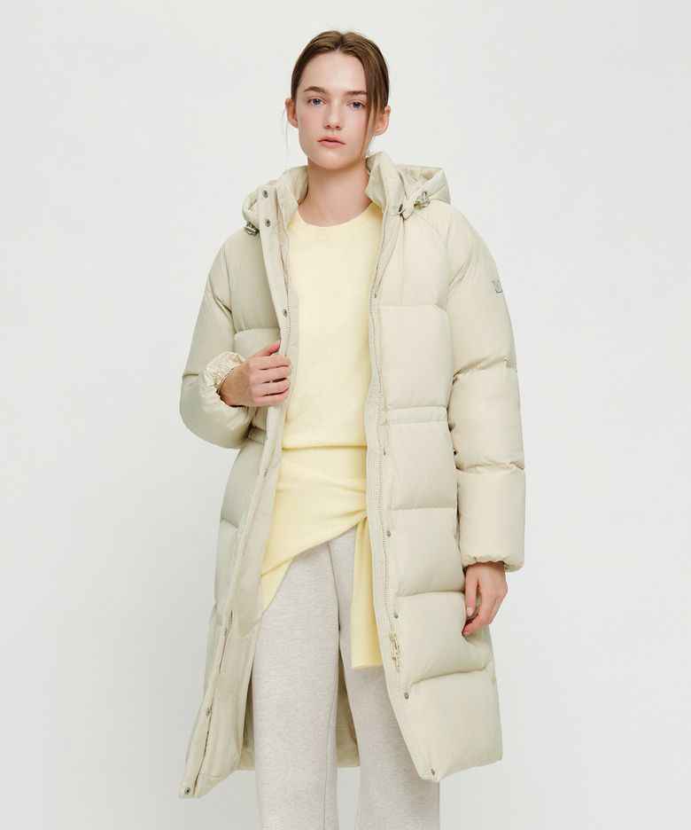 W HOODED LONG DOWN JACKET light beige