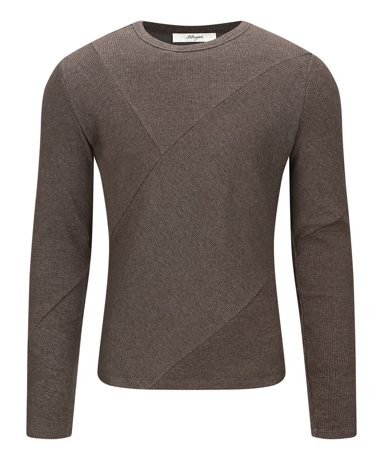 Divided Multi-Asymmetric Ribbed Long Sleeve