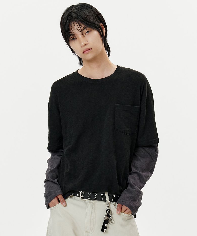 Slub Washed Layered T-Shirt - 2color