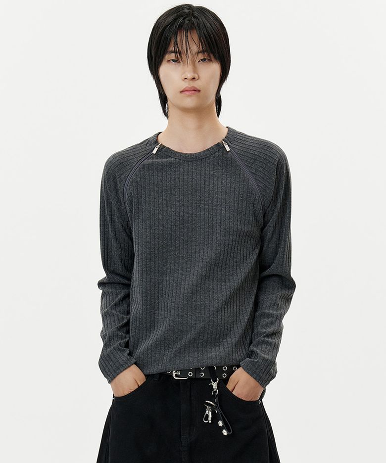 Dual Zip Raglan T-Shirt - 2color