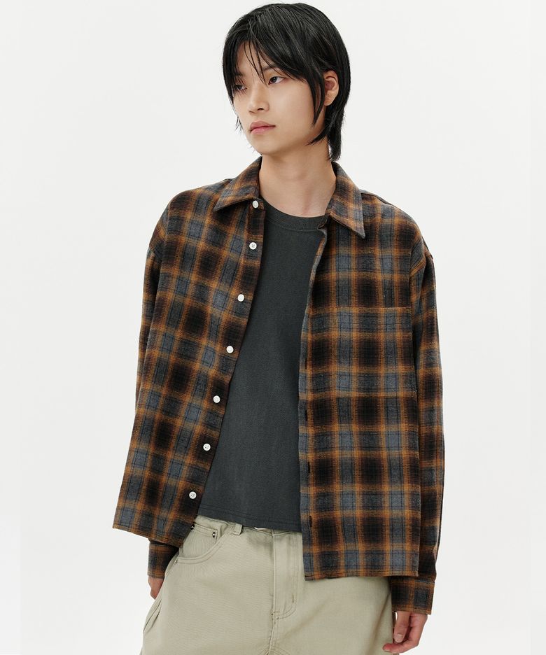 Ombre Plaid Crop Shirt - 2color