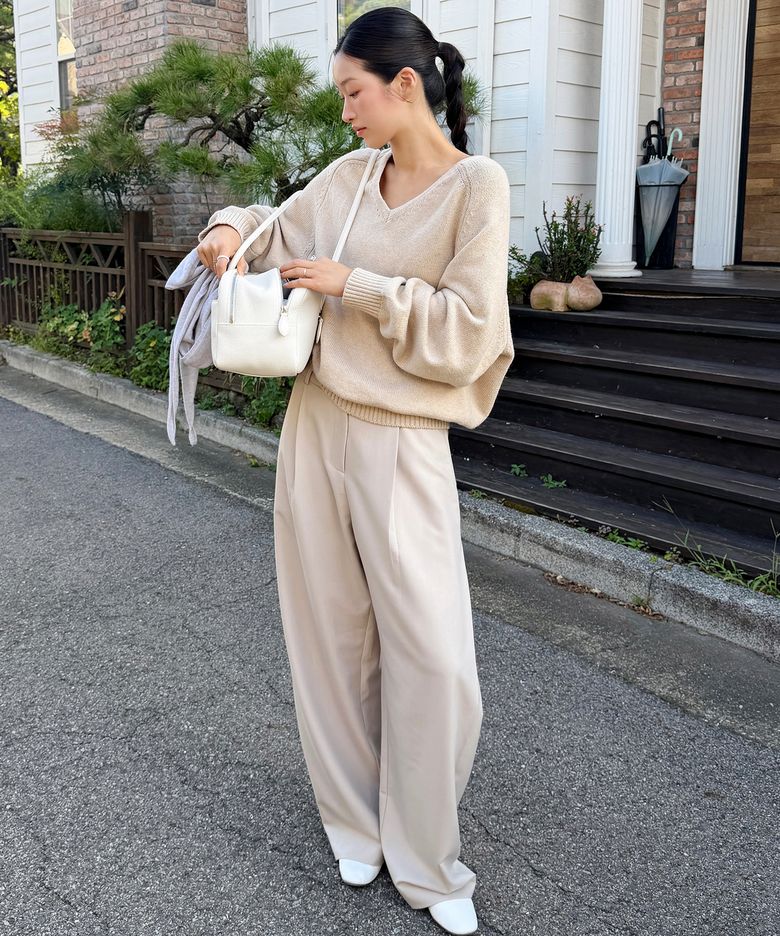 SIPT7214 레이어드 커브드 슬랙스_Ash beige