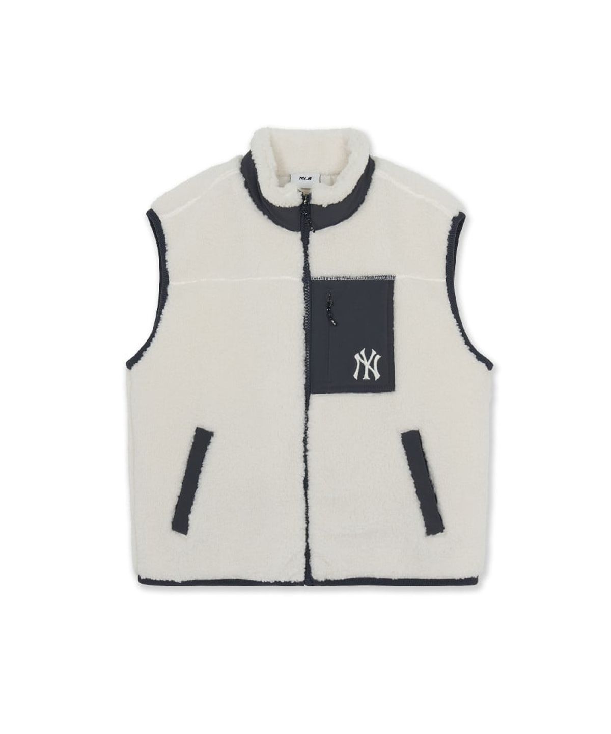 엠엘비 키즈(MLB KIDS) 아웃도어 포켓포인트 베스트 플리스 집업 NY (Cream)