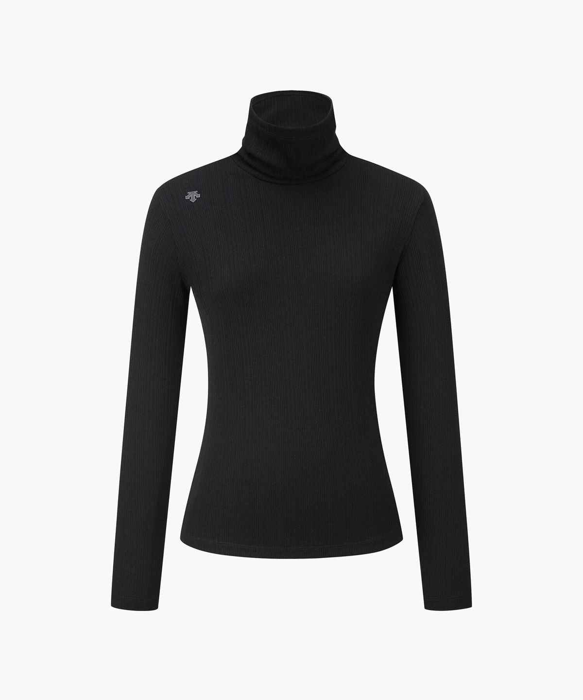 데상트 골프(DESCENTE GOLF) 여성 골지 레이어드 하이넥 티셔츠 블랙 DR42WFINO1