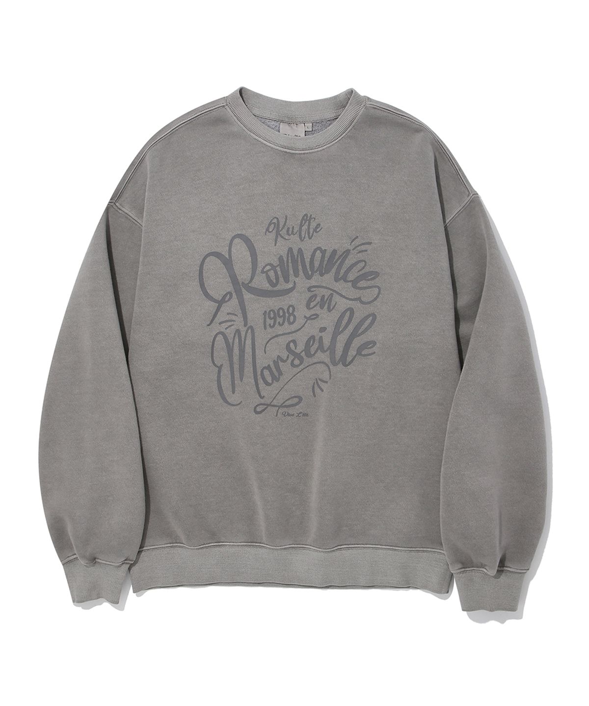 쿨트(KULTE) ROMANCE GRAPHIC PIGMENT CREWNECK_GREY